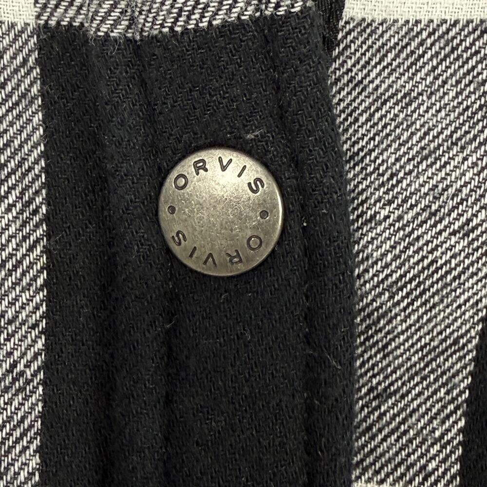 Orvis women's Sz L cotton fleece-lined flannel jacket B&W buffalo plaid pattern - Picture 6 of 13